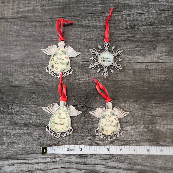 Hanging Christmas Ornaments Angel with Wings and Snowflake Set of 4 - Picture 10 of 10